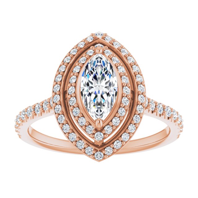 Marquise Double Halo-Style Engagement Ring Mounting