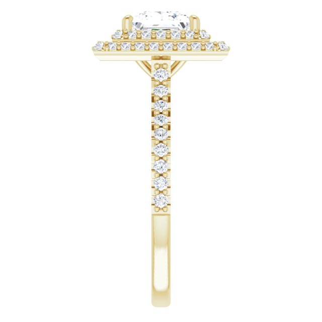 Square Double Halo-Style Engagement Ring Mounting