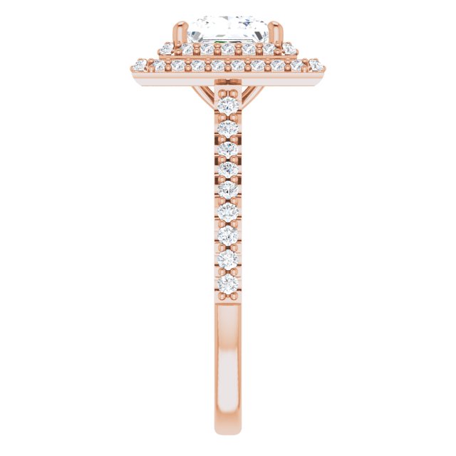 Square Double Halo-Style Engagement Ring Mounting