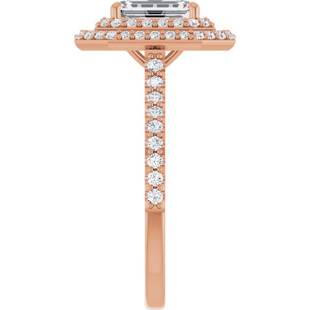Emerald Double Halo-Style Engagement Ring Mounting