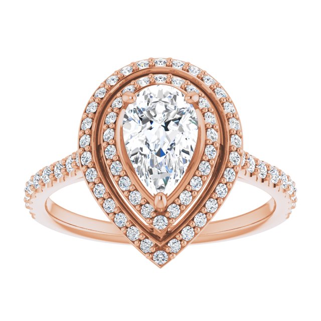 Pear Double Halo-Style Engagement Ring Mounting