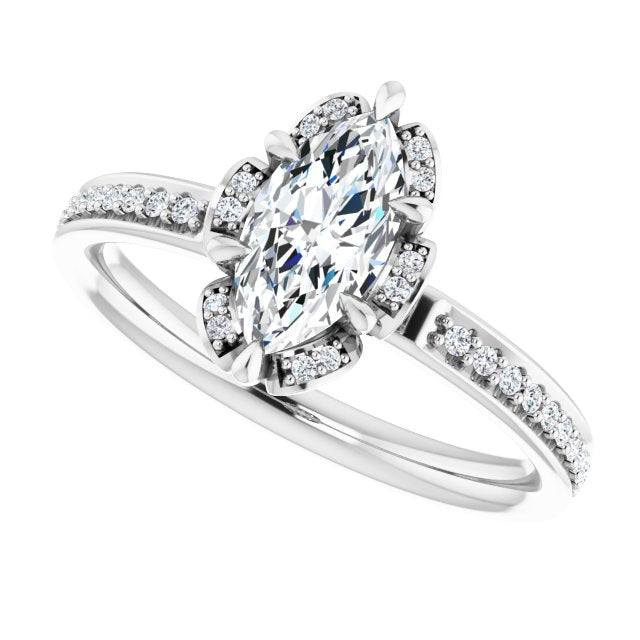 Marquise Floral-Inspired Engagement Ring Mounting