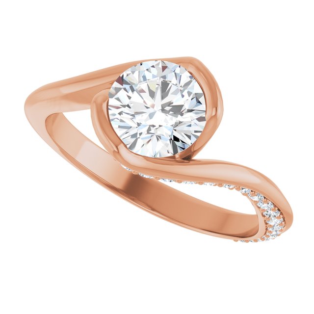 Round Half Bezel Engagement Ring Mounting