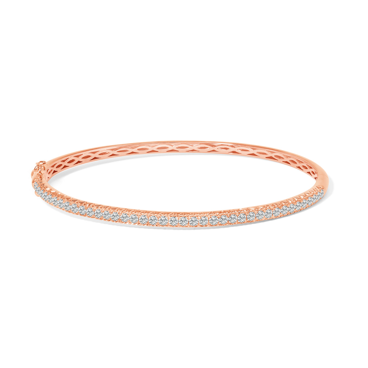 14K Rose Gold 1.00 Cttw Half Eternity Diamond Bangle Bracelet (G-H Color, SI2-I1 Clarity)