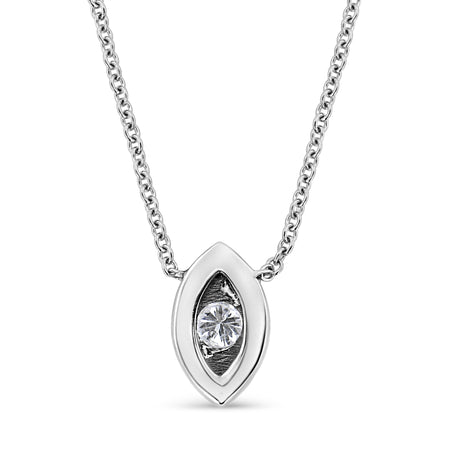 10K White Gold 1/10 Cttw Miracle Set Round-Cut Diamond Marquise Shape 18" Pendant Necklace (H-I Color, SI2-I1 Clarity) - Model View