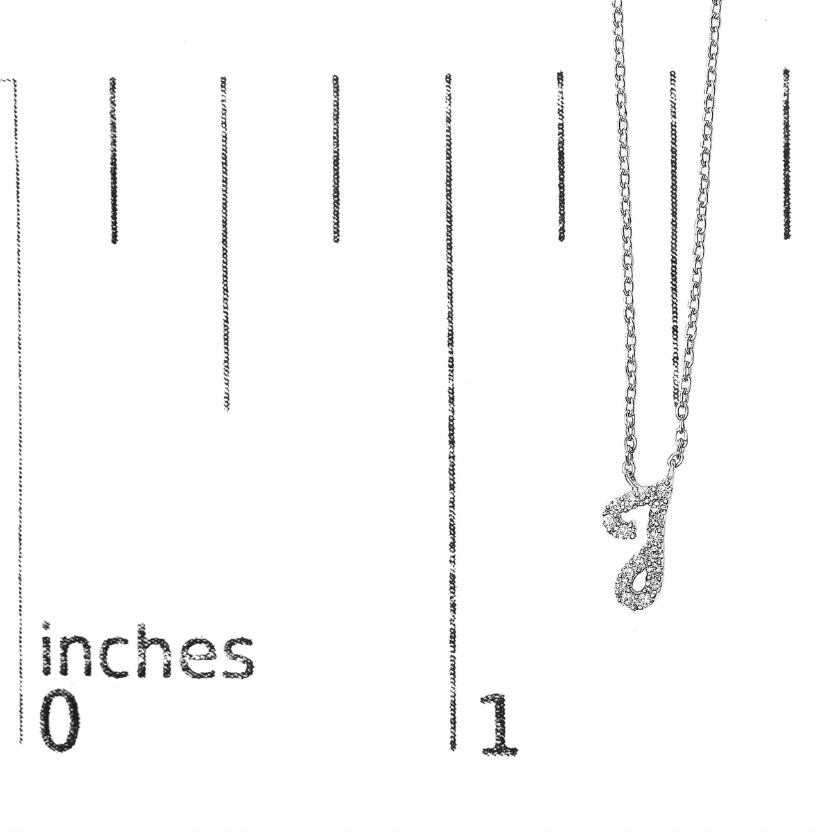 10K White Gold Diamond Accent "J" Initial Script Style Pendant Necklace