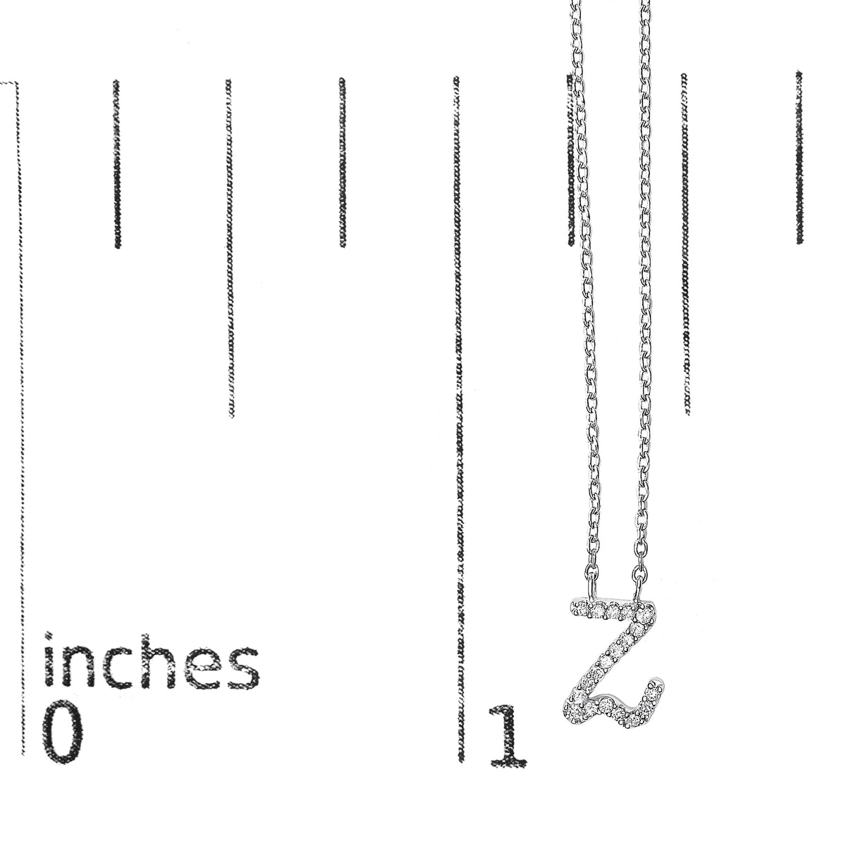 10K White Gold Diamond Accent "Z" Initial Script Style Pendant Necklace