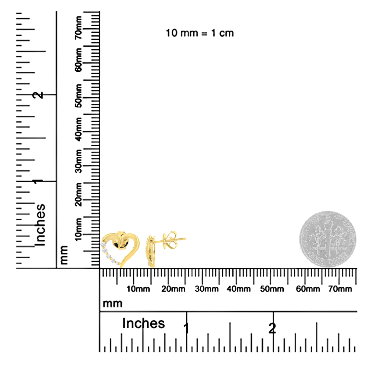14K Yellow Gold 1/8 Cttw Diamond Journey Heart Hoop Earrings (K-L Color, I1-I2 Clarity)