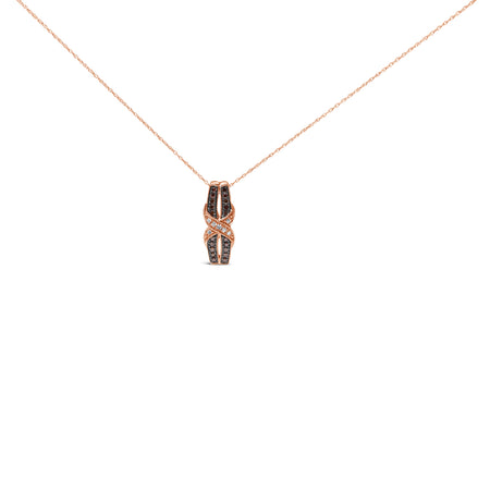 10K Rose Gold 1/4 Cttw White and Chocolate Brown Diamond Infinity Twist Pendant Necklace (I-J Color, I1-I2 Clarity) - Model View