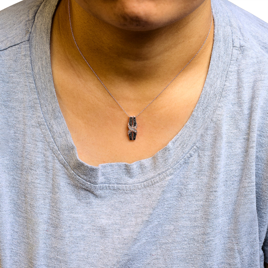 10K Rose Gold 1/4 Cttw White and Chocolate Brown Diamond Infinity Twist Pendant Necklace (I-J Color, I1-I2 Clarity)
