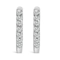 10K White Gold 1/4 Cttw Diamond Double Sided Huggie Hoop Earrings