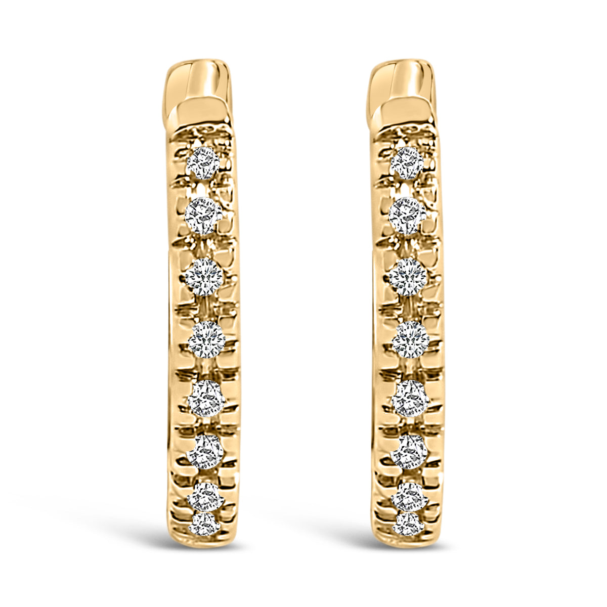 14K Yellow Gold 1/5 CTW Diamond Huggie Hoop Earrings