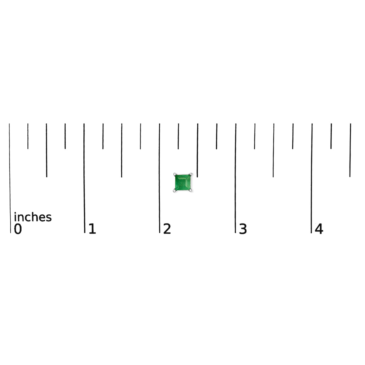 14K White Gold 5x5MM Princess Cut Green Emerald Solitaire Stud Earrings