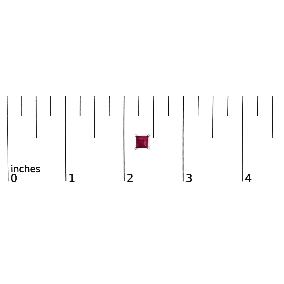 14K White Gold 5x5MM Princess Cut Red Ruby Solitaire Stud Earrings