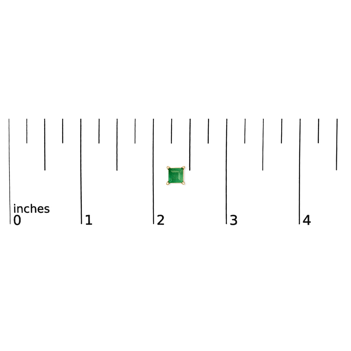 14K Yellow Gold 5x5MM Princess Cut Green Emerald Solitaire Stud Earrings