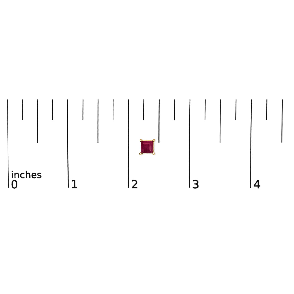 14K Yellow Gold 5x5MM Princess Cut Red Ruby Solitaire Stud Earrings