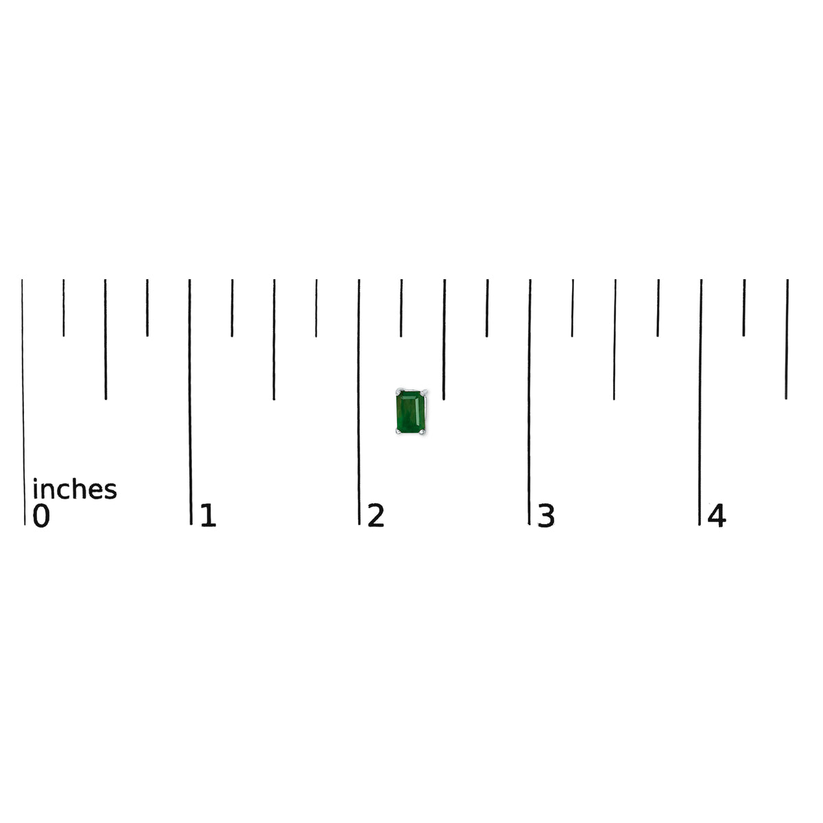 14K White Gold 6x4MM Emerald Shaped Emerald Solitaire Stud Earrings