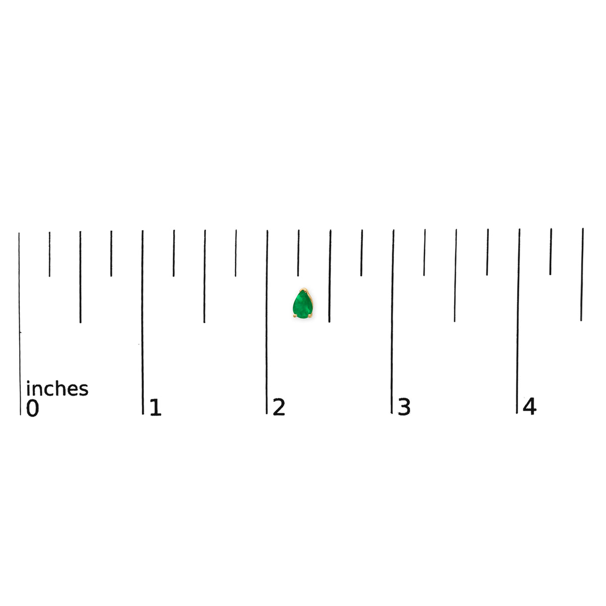 14K Yellow Gold 6x4MM Pear Shaped Green Emerald Solitaire Stud Earrings