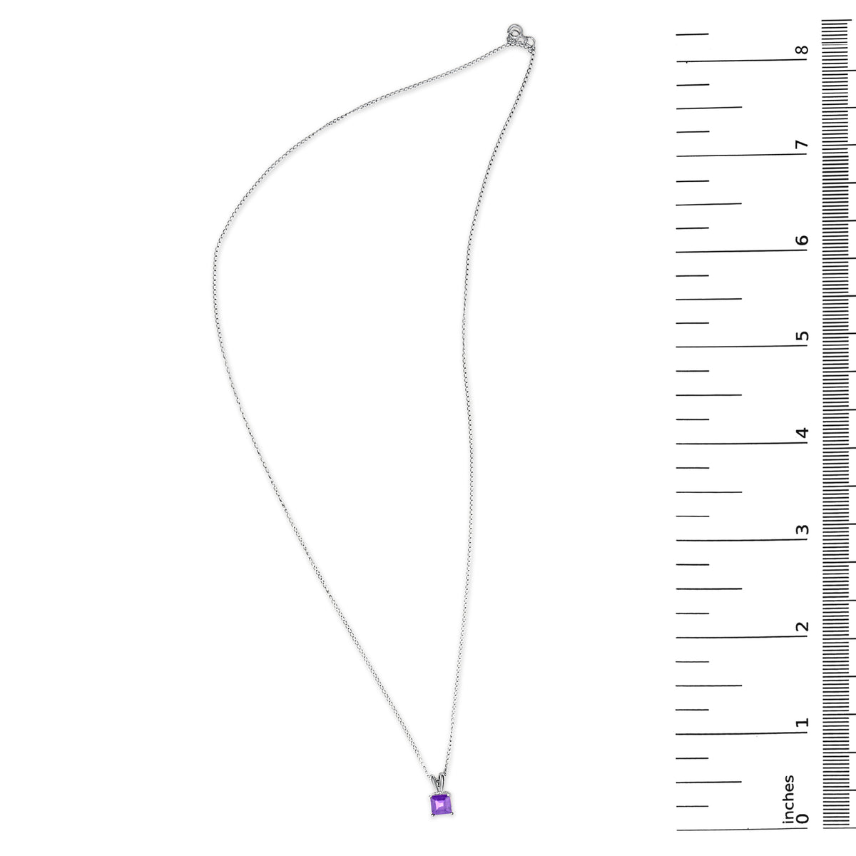 14K White Gold 5x5 MM Square Shaped Purple Amethyst Solitaire Pendant Necklace