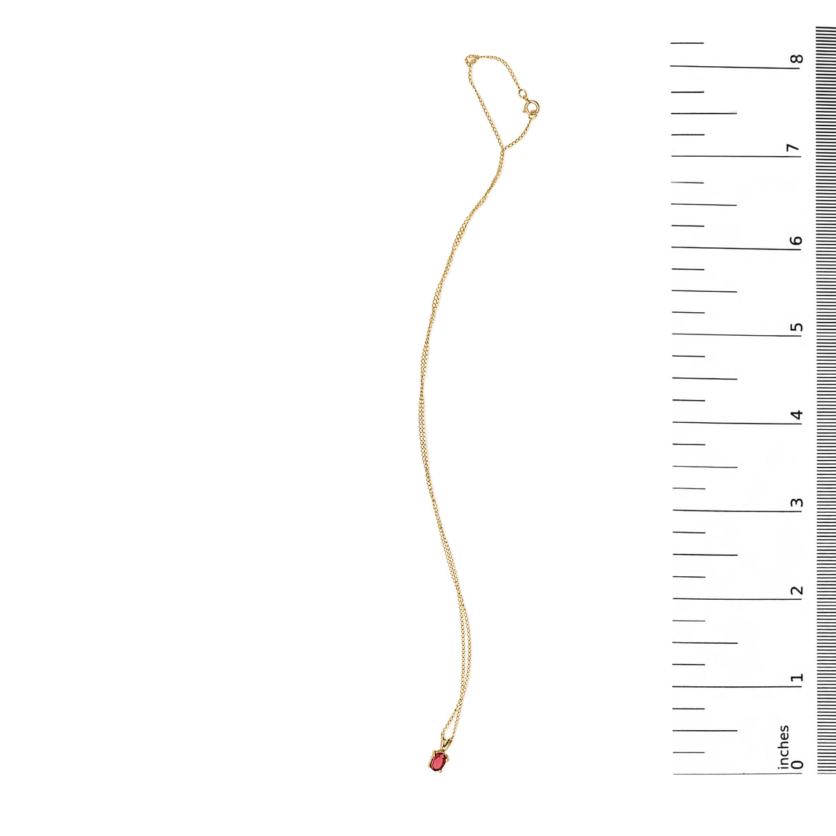 14K Yellow Gold 6x4MM Oval Shaped Red Ruby Solitaire Pendant Necklace