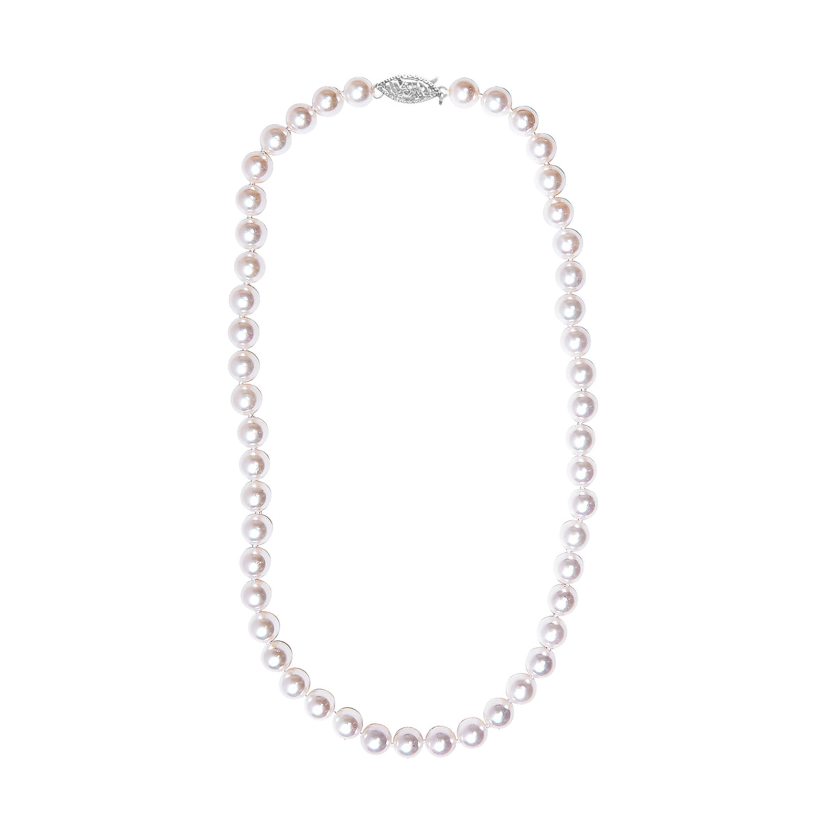 14K White Gold 8.0x8.5mm Akoya Pearl Strand Necklace