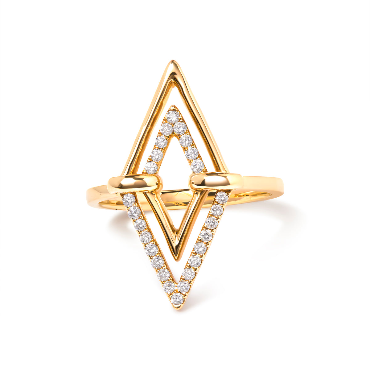 14K Yellow Gold 1/5 Cttw Diamond Double Triangle Ring (G-H Color, SI1-SI2 Clarity)