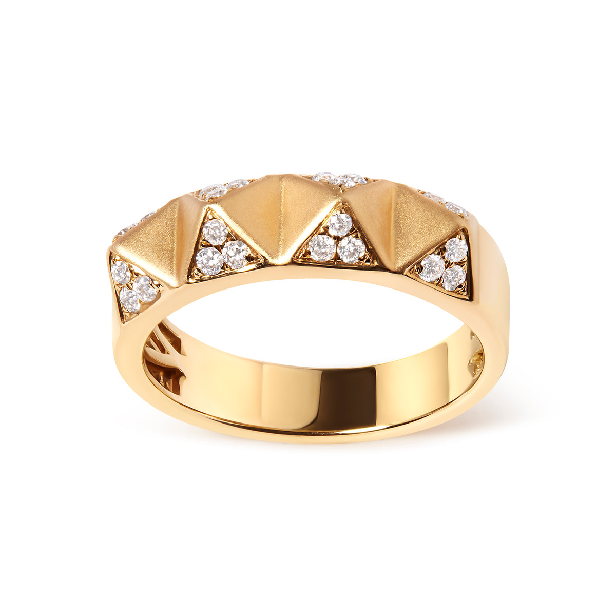 14K Yellow Gold 1/4 Cttw White Diamond Pyramid Band Ring (G-H Color, SI1-SI2 Clarity)
