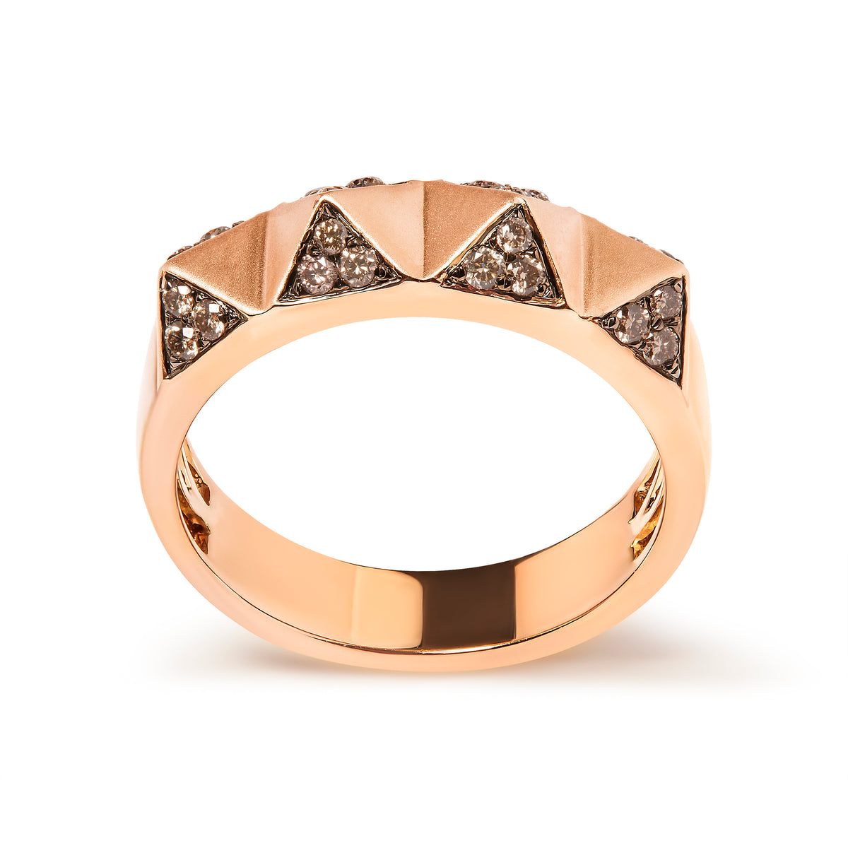 14K Rose Gold 1/4 Cttw Brown Diamond Pyramid Band Ring (Brown Color, SI1-SI2 Clarity)
