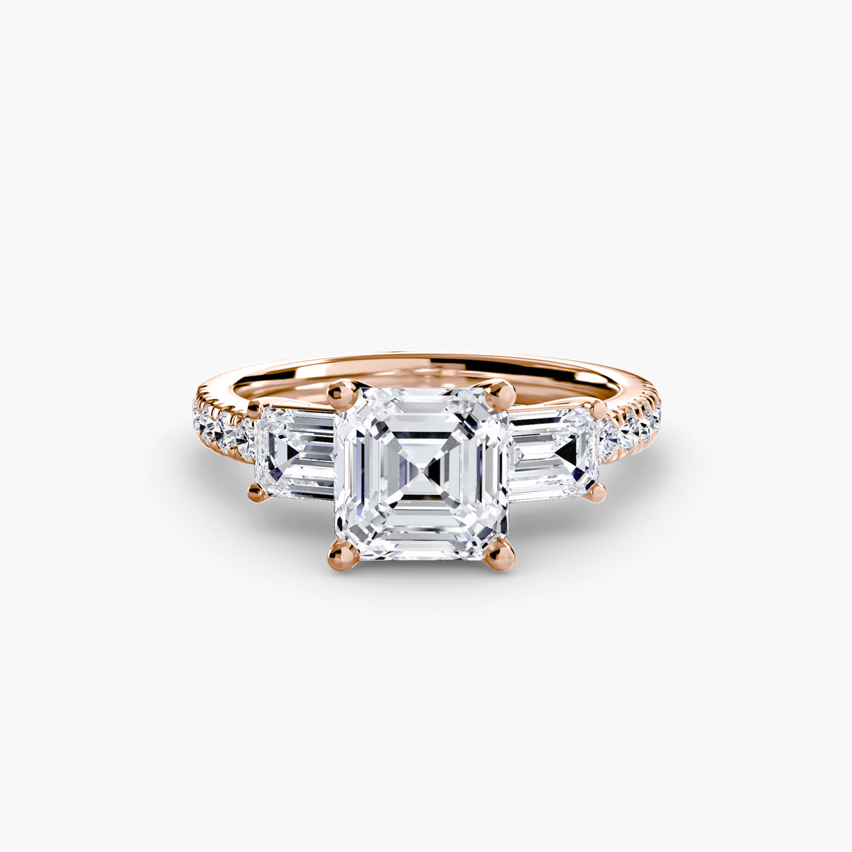 Three-Stone Ring with Pavé Band 4