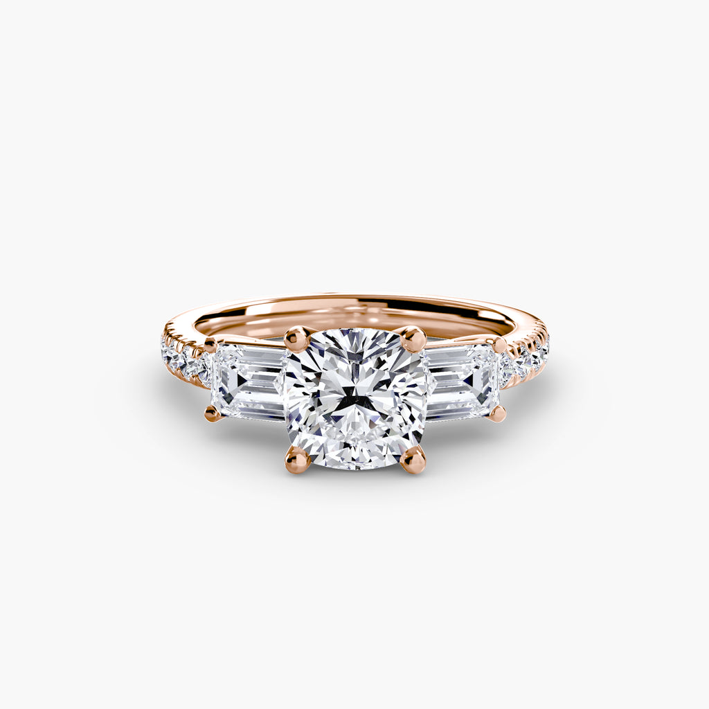 Three-Stone Ring with Pavé Band 4