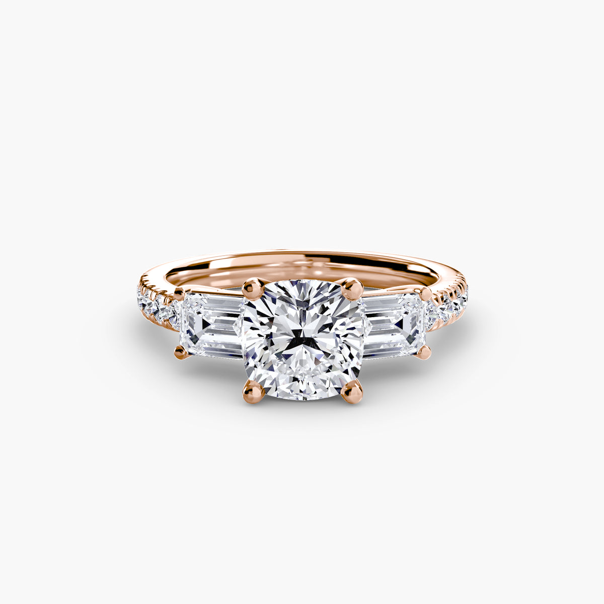 Three-Stone Ring with Pavé Band 4