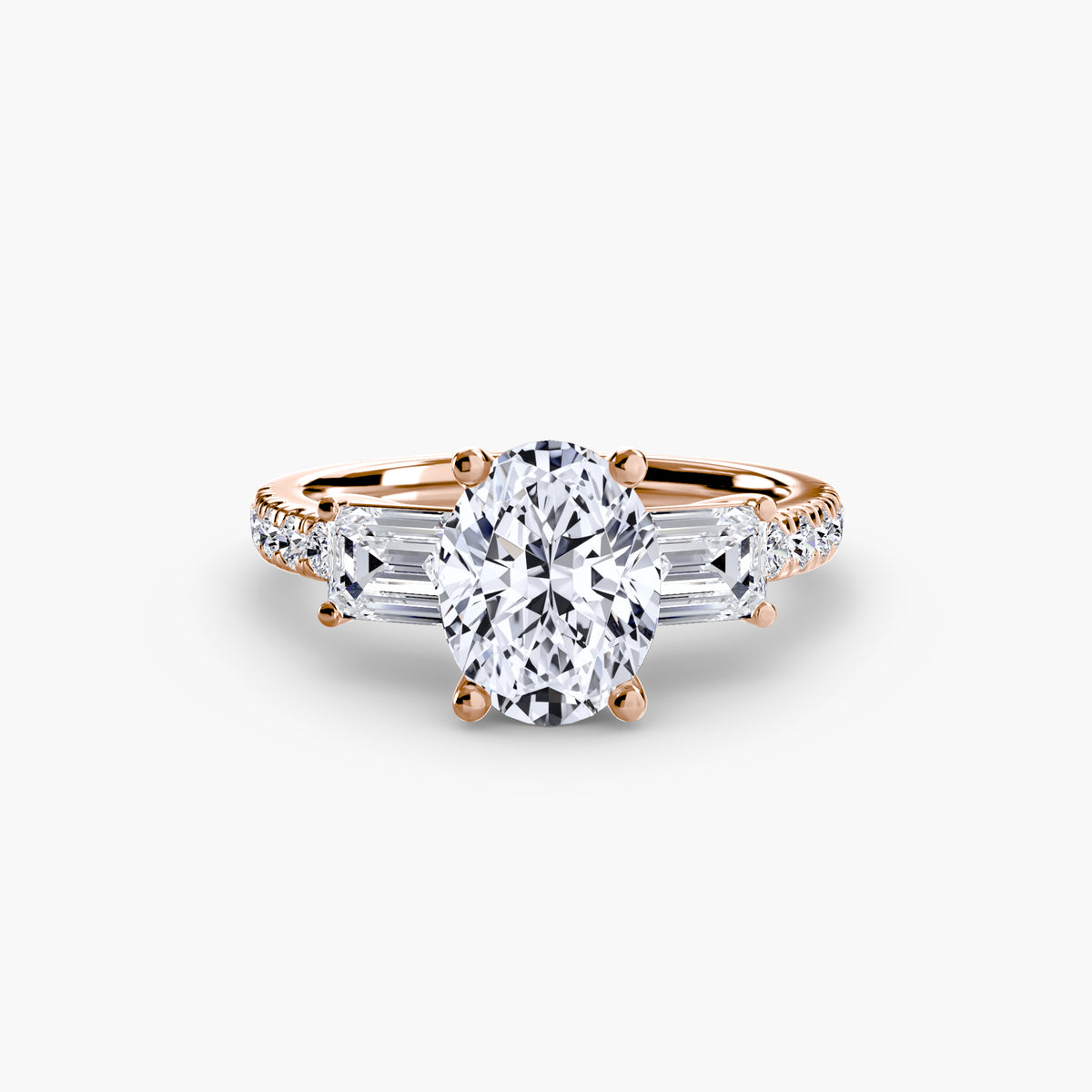 Three-Stone Ring with Pavé Band 4