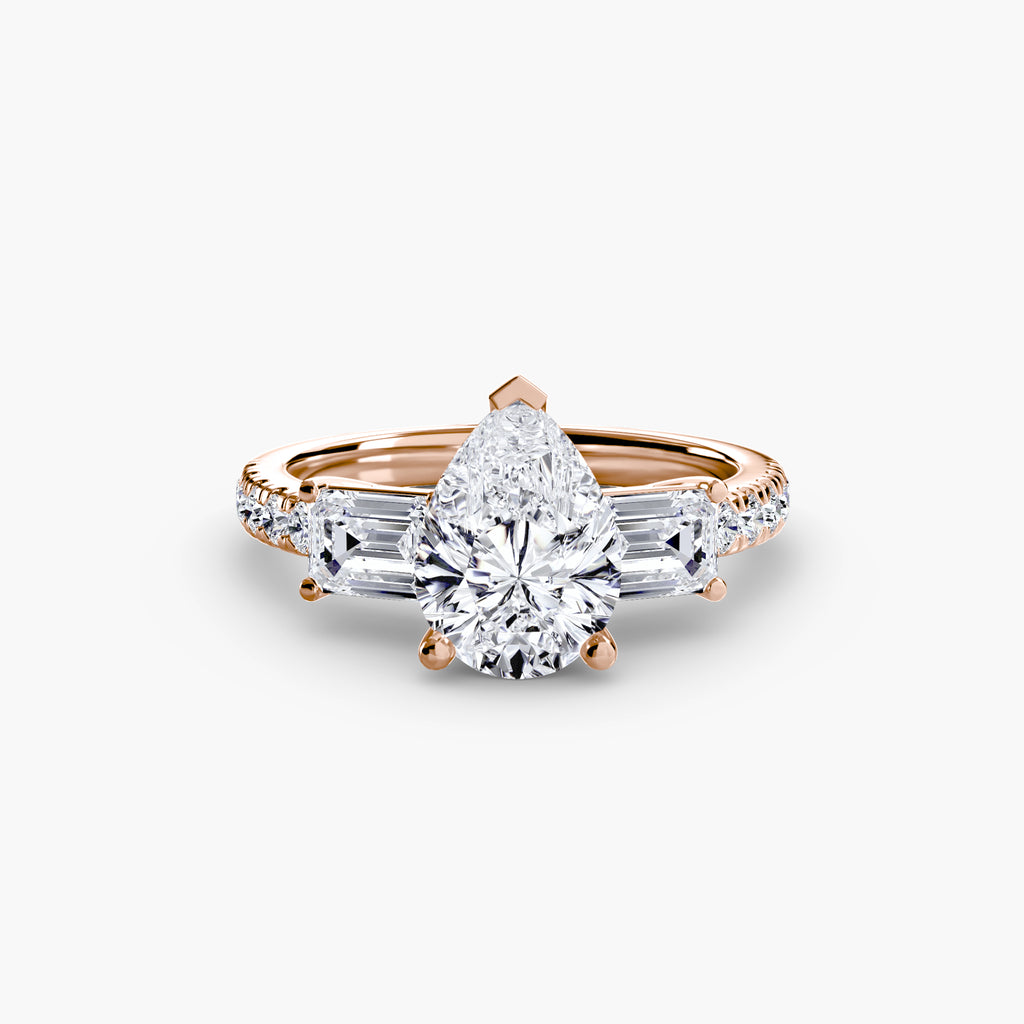 Three-Stone Ring with Pavé Band 4