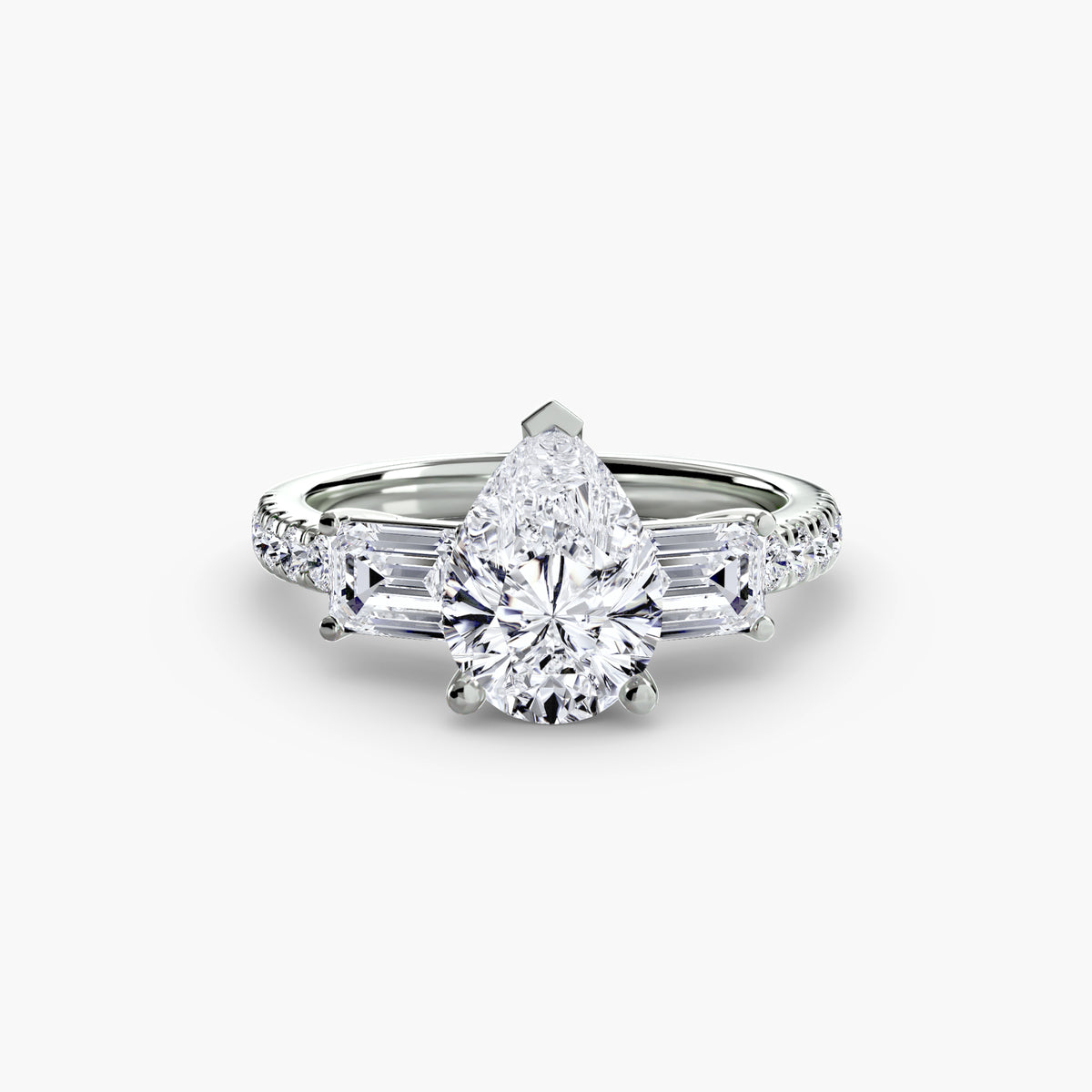 Three-Stone Ring with Pavé Band 4