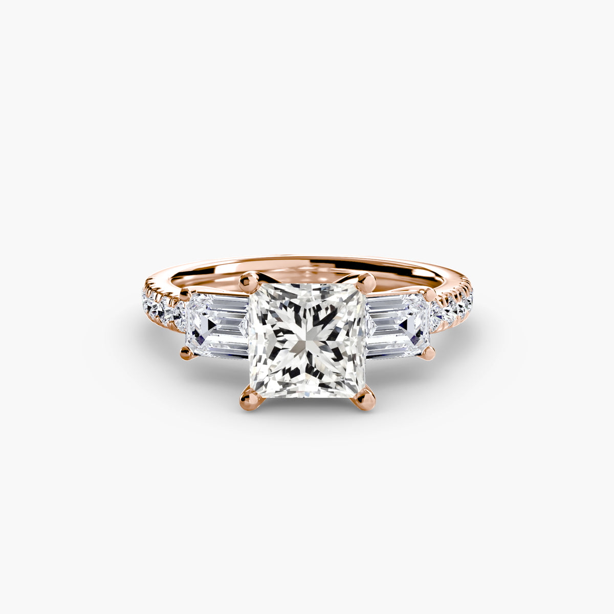 Three-Stone Ring with Pavé Band 4