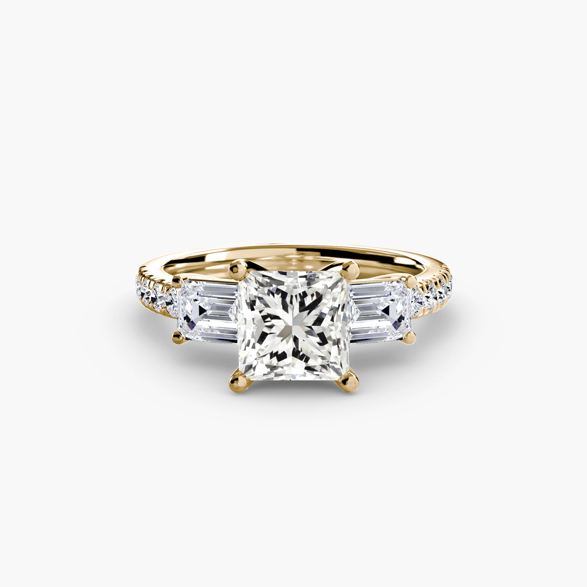 Three-Stone Ring with Pavé Band 4