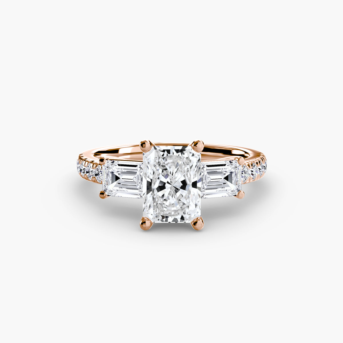 Three-Stone Ring with Pavé Band 4