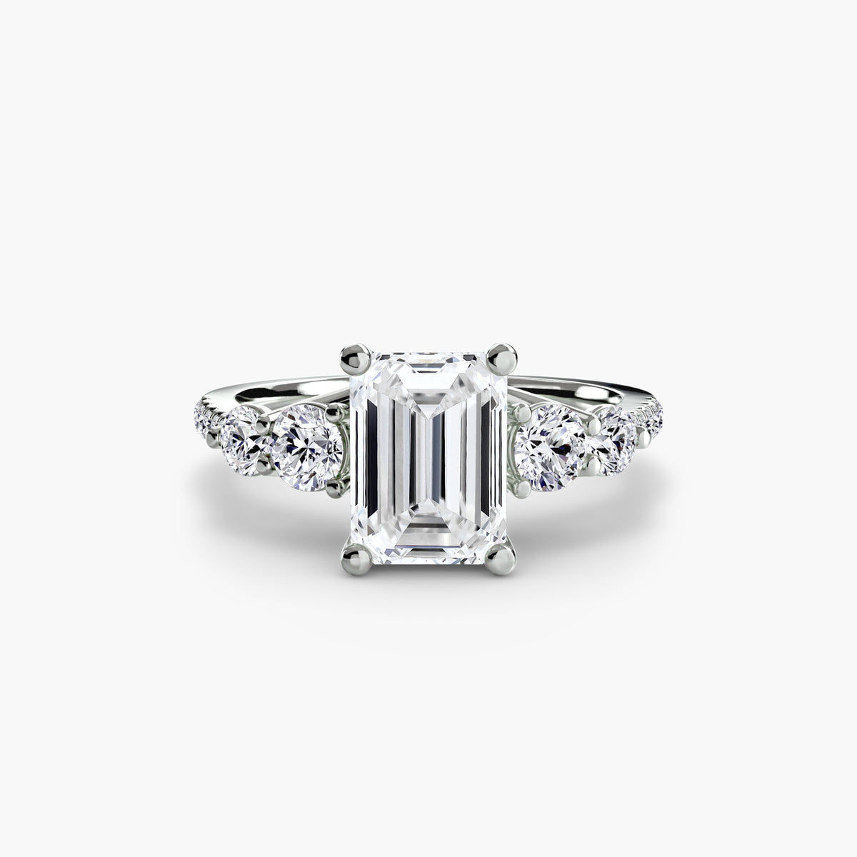 Five Stone Ring with Pavé Band