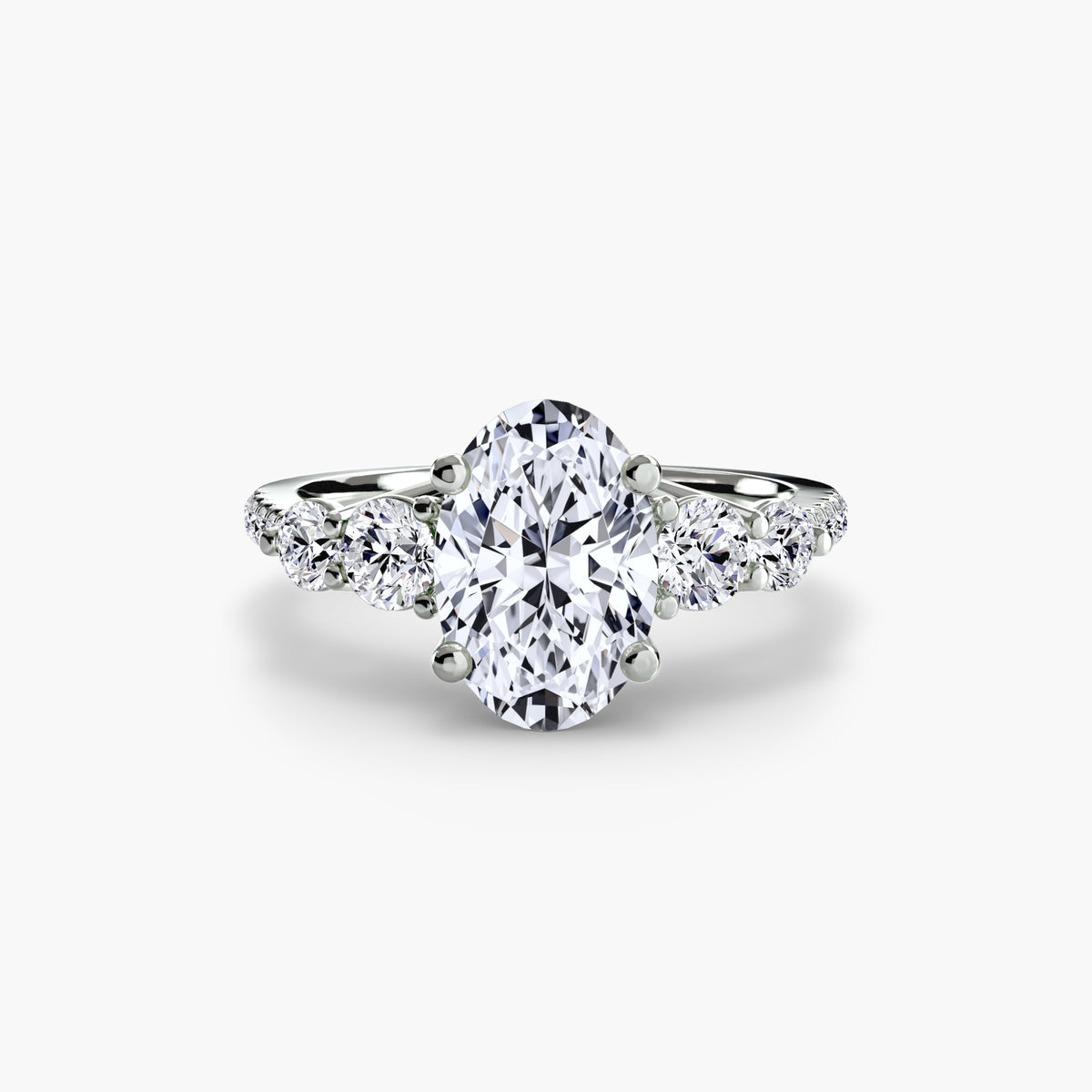 Five Stone Ring with Pavé Band