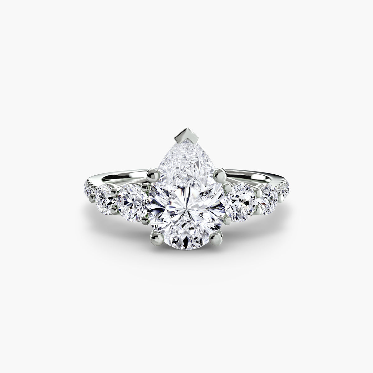 Five Stone Ring with Pavé Band