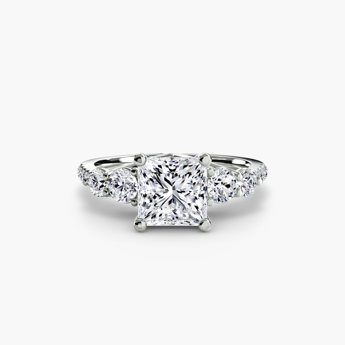 Five Stone Ring with Pavé Band