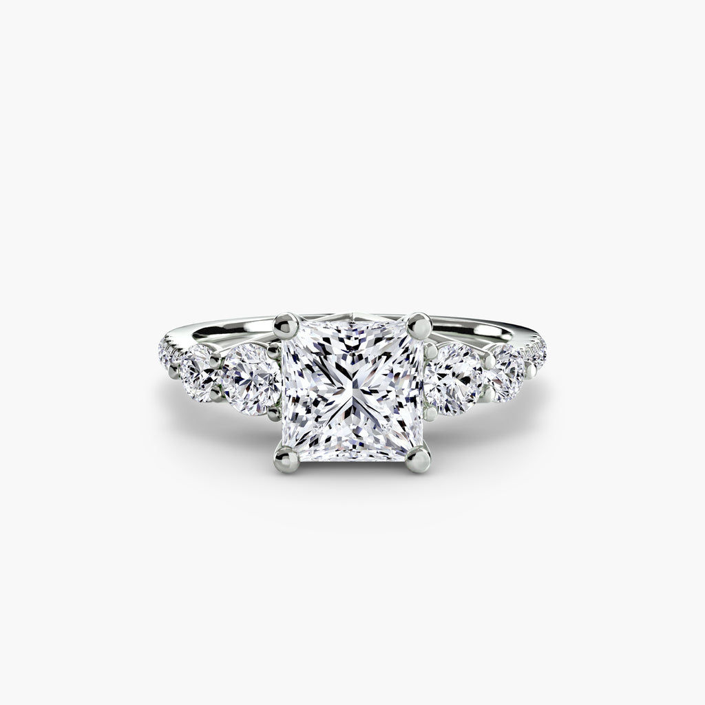 Five Stone Ring with Pavé Band