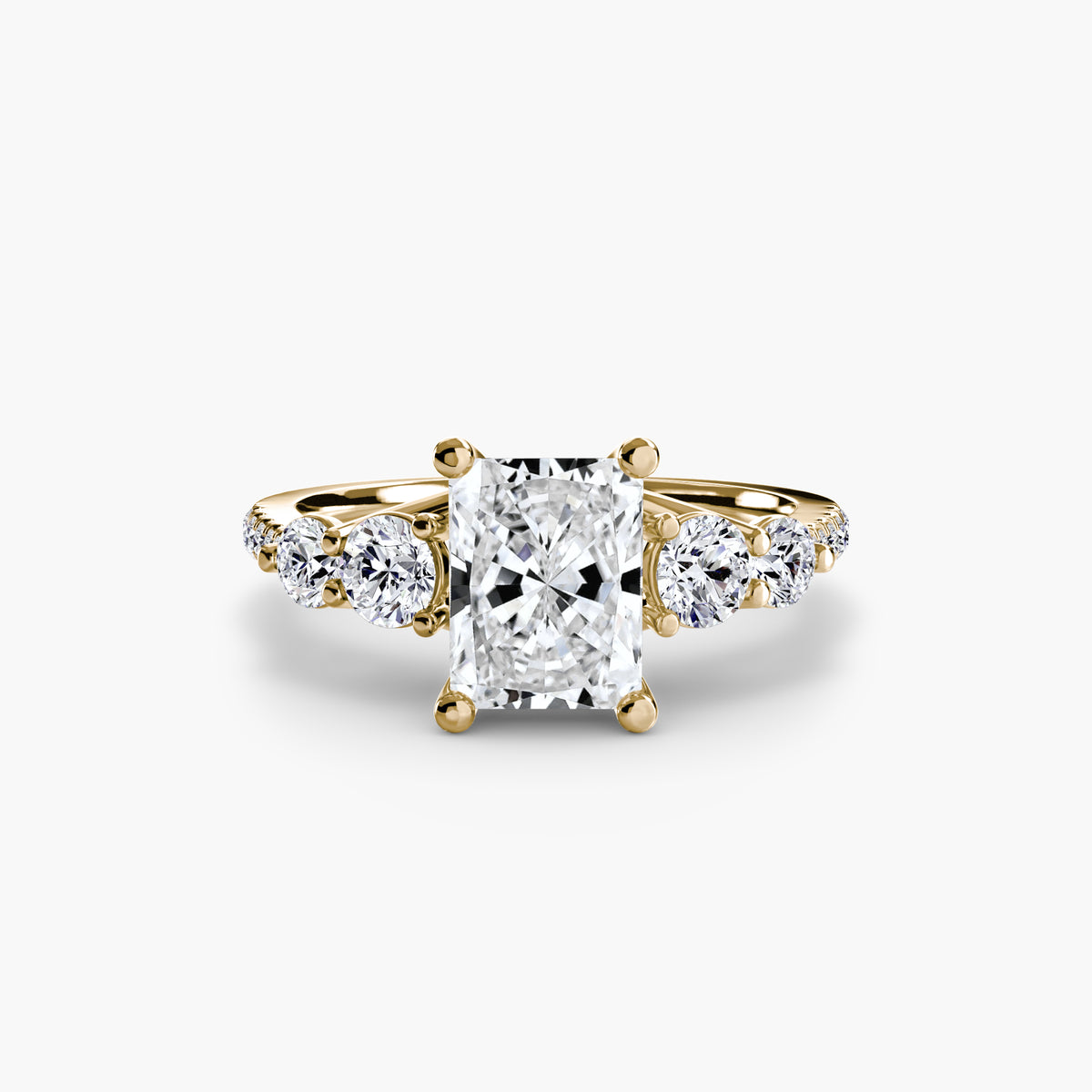 Five Stone Ring with Pavé Band
