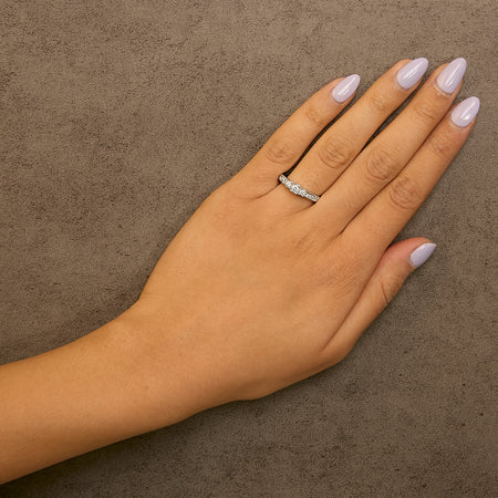 10K White Gold 1/2 Cttw Diamond Three Stone Ring - Model View